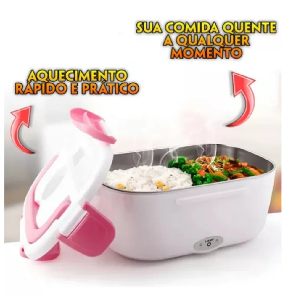 🥗🚗 Marmita Elétrica Portátil 12V/24V + 110V/220V com Porta-Copo Giratório 360° - Imagem 3