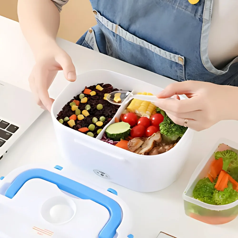 🥗🚗 Marmita Elétrica Portátil 12V/24V + 110V/220V com Porta-Copo Giratório 360° - Imagem 4