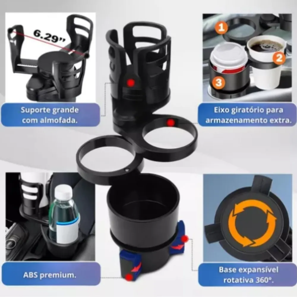 🥗🚗 Marmita Elétrica Portátil 12V/24V + 110V/220V com Porta-Copo Giratório 360° - Imagem 6