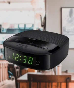 Relógio de Mesa Philips com Rádio FM e Alarme Duplo Bivolt – TAR3205 Compacto Preto