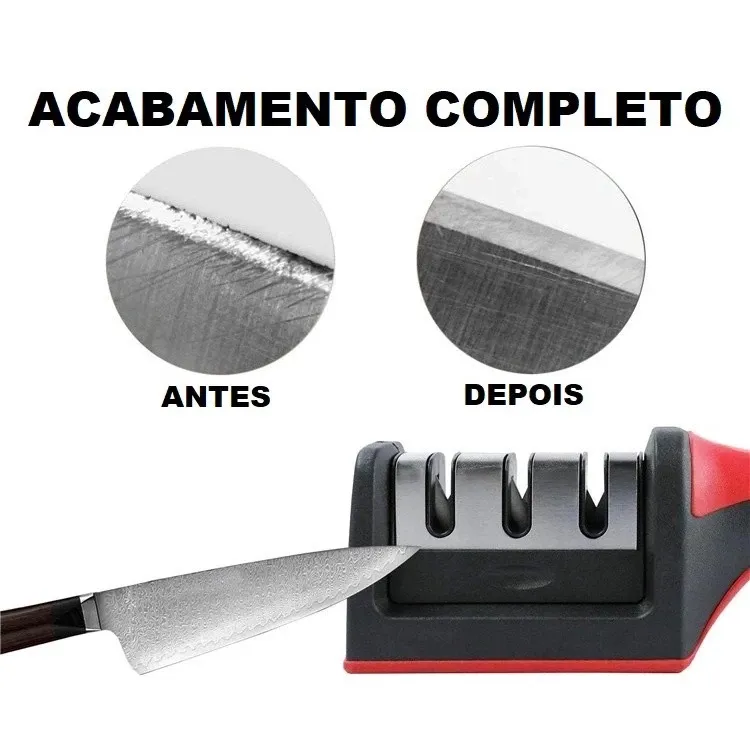 🔪 Amolador de Facas Profissional 3 em 1 com Ventosa – Faca, Tesoura e Canivete - Imagem 2