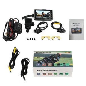Câmera DVR Dupla para Motocicleta KY-MT18 – Gravação Frontal e Traseira HD